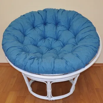 Papasan Ratanový papasan 100 cm bílý, polstr tyrkysový melír
