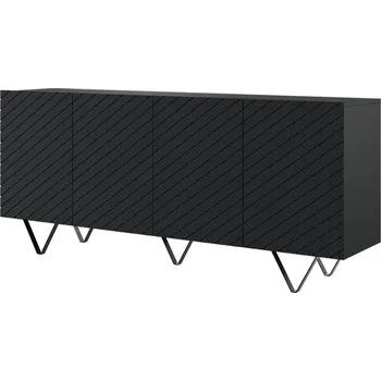 Šatní skříň Komoda Scalia 4D, matná černá / černé nohy