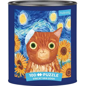 Dětské zboží MUDPUPPY Puzzle v plechovce Artsy Cats: Vincat Van Gogh 100 dílků