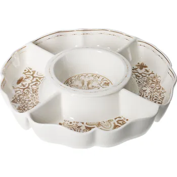 Porcelánová servírovací dělená mísa 27 cm Excalibur BRANDANI (barva - bílá, zlatá)