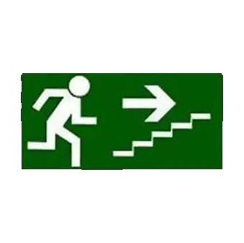 Úniková fotoluminiscenční bezpečnostní tabulka - Únikové schodiště vpravo nahoru, plast