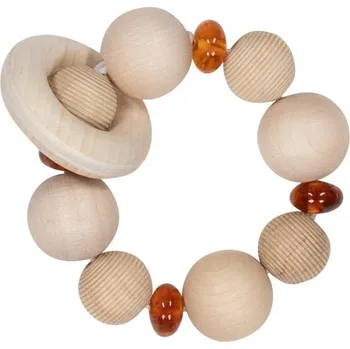 Chrastítko - Kroužek korálkový, Přírodní jantarový (Goki)