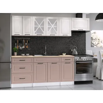 Kuchyňská linka Kuchyňská lika Magda 240/180 bílá/růžová MAT