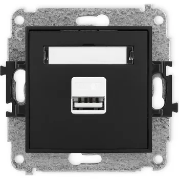 Elektrická zásuvka KARLIK Jednoduchá nabíječka USB A, MAX. 10W, 5V, 2A Barva: Matná černá
