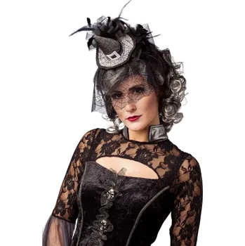 Karnevalový kostým Čarodějnický klobouček se závojem