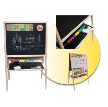 Kancelářský nábytek Dětská magnetická tabule 3v1 přírodní - výška 109 cm