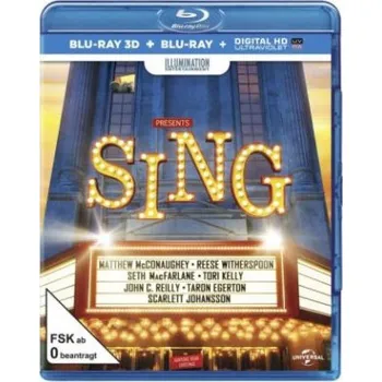 Blu-ray film Sing, 1 Blu-ray – Gregory Perler,Garth Jennings,Joby Talbot,Janet Healy,Igor Khait,Christopher Meledandri,Dave Rosenbaum,Scarlett Johansson,Taron Egerton,Matthew McConaughey,Reese Witherspoon,Nick Offerman (DE)