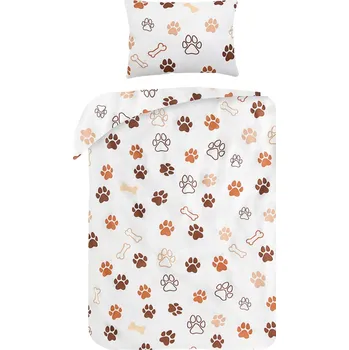 Povlečení XPOSE® Povlečení do postýlky TLAPIČKY - bílé 100x135 cm, 40x60 cm, Bavlna + Prodloužená možnost vrácení zboží do 50 dnů