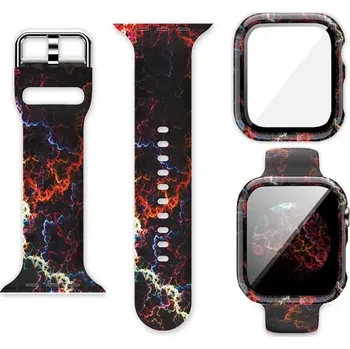 Řemínek na hodinky Řemínek + ochranné pouzdro s tvrzeným sklem pro Apple Watch barevné 45mm Barvy: Hvězdná obloha