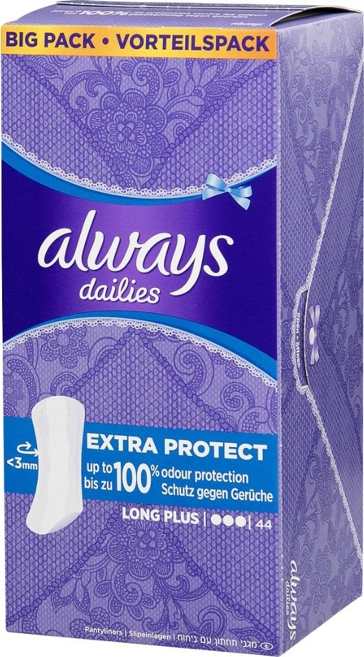 Always Dailies Long Plus Extra Protect intimní vložky 44 ks od 79 Kč ...
