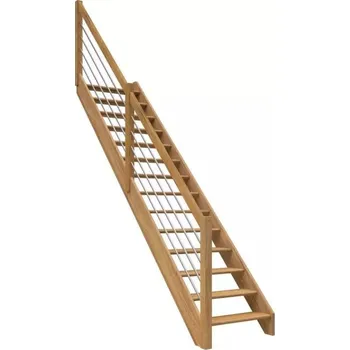 Schodiště DOLLE PARIS - Dub Podstupnice: Bez podstupnic, Zábradlí: Nerezová výplň, Vedení schodů: Rovný běh