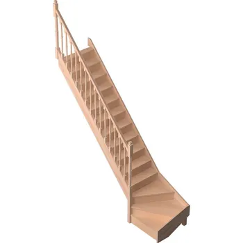 DOLLE SAVOIE Podstupnice: S podstupnicemi, Zábradlí: Soustružené dřevěné sloupky, Vedení schodů: O 1/4 vlevo