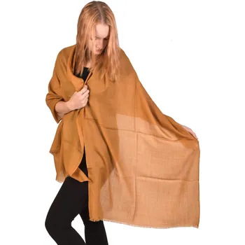 SANU BABU Luxusní šál z jemné kašmírové vlny, světle hnědá, 200x70cm