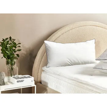 Bytový textil Sada 2 polštářů bílé bavlněné měkké 40 x 80 cm Beliani