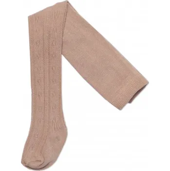 Dětské punčocháče bavlněné s žakárovým vzorem, pískové, Velikost koj. oblečení 56-62 (0-3m)