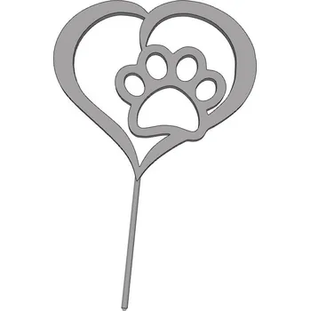 Srdíčko s packou - plastový zápich - Černá