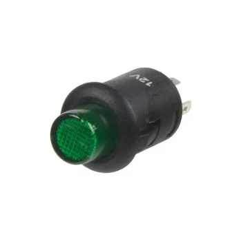 Auto elektroinstalace Tlačítko kulaté 6A zelená LED, STM 47048