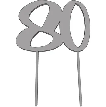 Číslice 80- plastový zápich - Červená / STŘEDNÍ