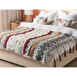 Přikrývka vícebarevná bavlna 130 x 180 cm ručně vyšívaná přehoz na postel se střapci boho styl Beliani