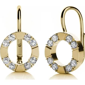 Šperk Couple, Zajímavé náušnice Lara, žluté zlato se zirkony, 585-68-3-0439.0Z00.0.00.001.08