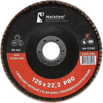 Brusný kotouč Lamelový brusný kotouč Molatool Keramický 125 mm P80
