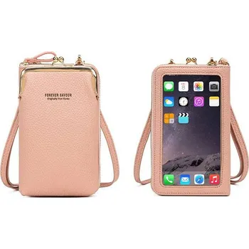 Kabelka Kabelka s dotykovým obalem na telefon - světle růžová