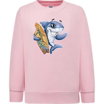 Chlapecká mikina detska_klasicka_levna_mikina_Zralok_surfar Barva: Pink - růžová, Dětská bavlněná trička JHK: M