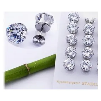 Souprava šperků Ocelové náušnice kamínek, transparentní 6mm (2ks - 1pár)
