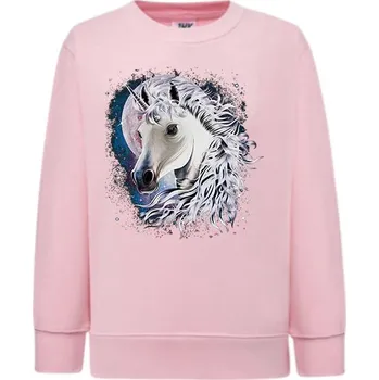 Chlapecká mikina detska_klasicka_levna_mikina_hlava-jednorozce Barva: Pink - růžová, Dětská bavlněná trička JHK: L
