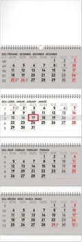 Kalendář Presco Group Nástěnný kalendář čtyřměsíční standard skládací 29,5 x 84,5 cm 2024