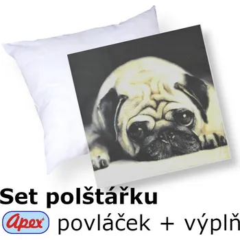 Povlak na polštářek Apex® produktová řada 3D 3D povláček na polštářek Apex - Mops - set Polštářek s výplní + Povláček