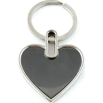 Přívěšek kovový černý srdce 35x33mm s kroužkem na klíče s možností laserového gravírování