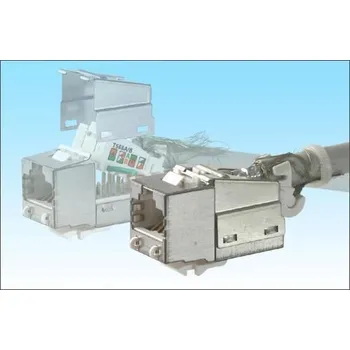 Síťový kabel Keystone LEXI-Net Cat6A, STP, samozářezový, stříbrný s vyvazovacím očkem TA876ASD-WH