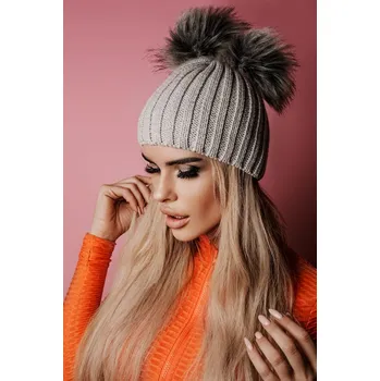 Čepice Fashionweek Dámská zimní čepice se dvěma bambulkami NB-KAP1 Barva: šedý, Velikost: Universal