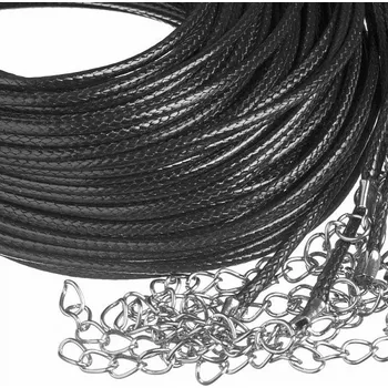 Voskovaná šňůrka 2 mm se zapínáním, 60 cm, černá