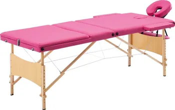 Masážní stůl Dřevěný skládací masážní stůl se 3 zónami růžový