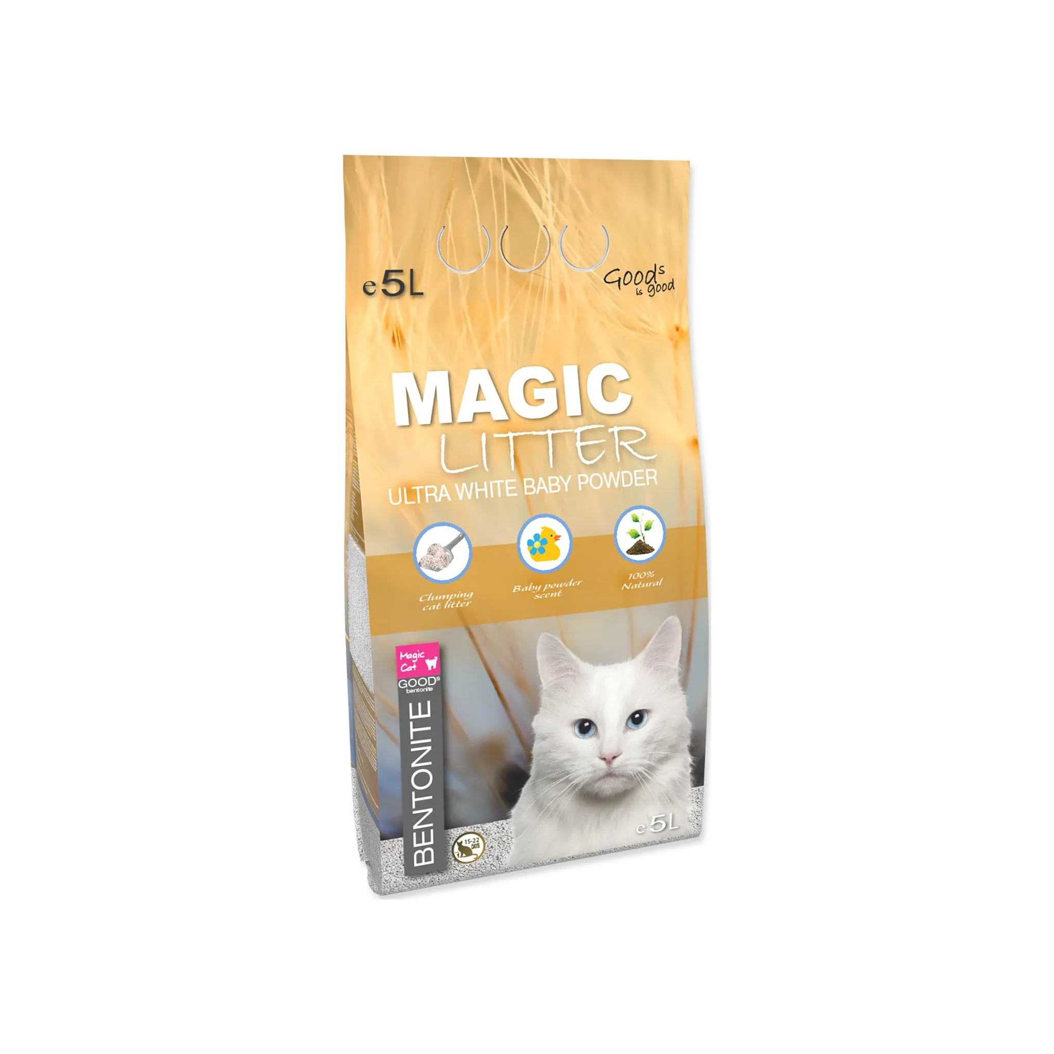 Fotografie 2 - Podestýlka pro kočku Magic Cat Magic Litter Ultra White Baby Powder 5 l