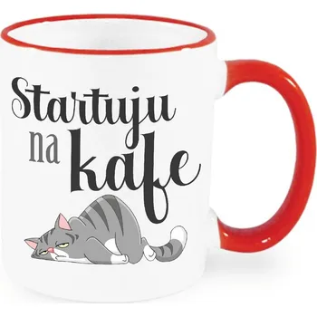 Hrnek - Startuju na kafe s kočkou Barva: Červená