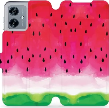Pouzdro na mobilní telefon Flipové pouzdro Mobiwear - Motorola Moto G54 5G / Moto G54 5G Power Edition - V086S Melounek (Knížkové flip pouzdro, obal, kryt na mobil Motorola Moto G54 5G / Moto G54 5G Power Edition - V086S Melounek, materiál Umělá kůže + TPU - ochrana 360°, stojánek,