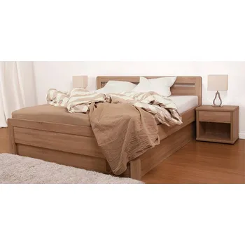 Postel BMB KARLO KLASIK 180 x 200 cm - kvalitní lamino postel oblé rohy imitace dřeva dub Bardolino, lamino