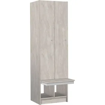 Šatní skříň TRITON šatní skříň lamino 2-dveřová s lavicí T1970, dekor beton + doprava zdarma