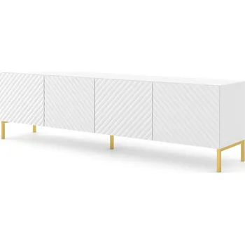 Televizní stolek ARTBm Tv stolek SURF 200 | 4D Provedení: Bílý mat / zlaté nohy