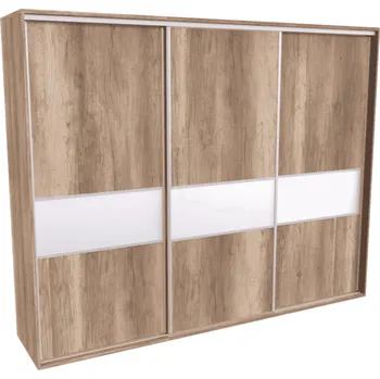 Šatní skříň Šatní skříň FLEXI 3 s dělenými dveřmi Lacobel Dekor: Dub kansas, Šířka: 300 cm, Výška: 240 cm