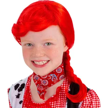 Karnevalová paruka červená paruka s copem - Jessie