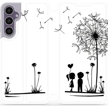 Pouzdro na mobilní telefon Flipové pouzdro Mobiwear - Samsung Galaxy S23 FE - MH16P Dvojice s pampeliškou (Knížkové flip pouzdro, obal, kryt na mobil Samsung Galaxy S23 FE - MH16P Dvojice s pampeliškou, materiál Umělá kůže + TPU - ochrana 360°, stojánek, silikonová vanička,)