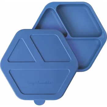 dětská jídelní sada Tiny Twinkle Silikonový talířek s víkem - Blue