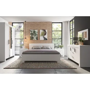 Ložnicová sestava Ložnice CEZAR b | sestava F | 6 dílů | spaní 160x200 cm | bílá