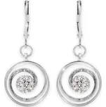 Stříbrné náušnice klapky spirála se středem zdobeným krystaly Swarovski Crystal (Stříbro 925/1000)