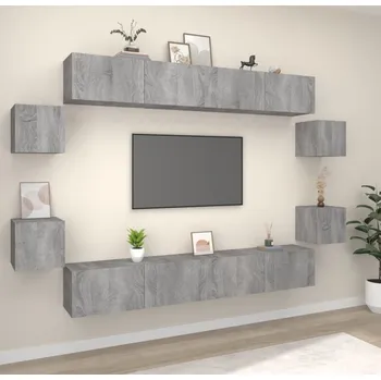 Obývací stěna vidaXL 8dílný set TV skříněk kompozitní dřevo [3114224] Barva: šedá sonoma