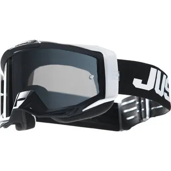 Motocyklové brýle Brýle JUST1 IRIS 2.0 LOGO bílo/černé + čiré plexi a 8 trhaček ZDARMA